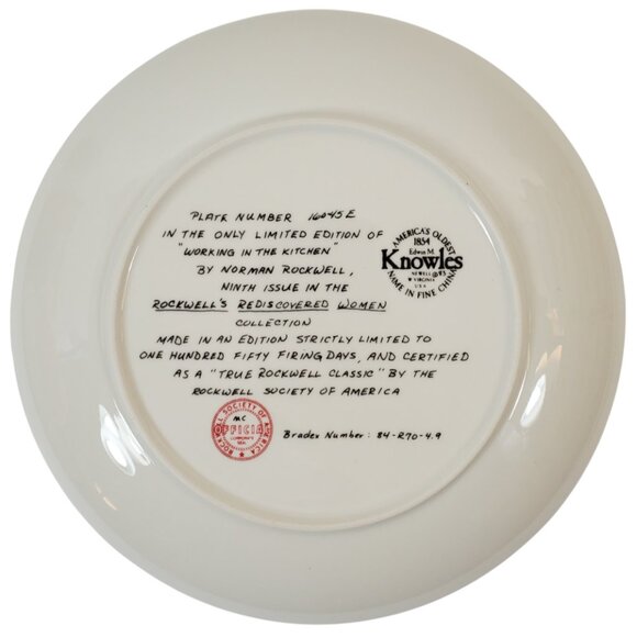 Vintage Norman Rockwell Collector Plate "Working in the Kitchen" 1983 - Picture 2 of 6